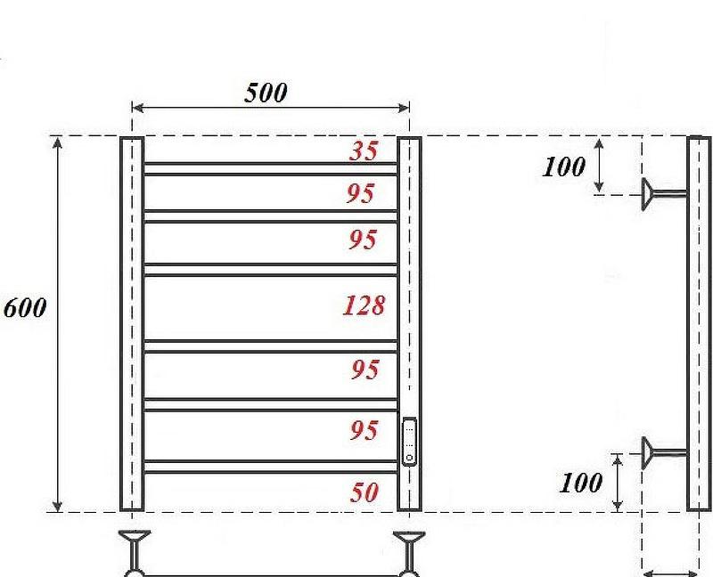 Полотенцесушитель электрический - Point, Аврора, 5.6x53.2x60 см, PN10856BR