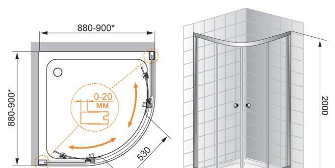 Душевой уголок - Cezares, Anima, 100x100x200 см, ANIMA-W-R-2-100-P-Cr / ANIMA-R-2-100-P-Cr