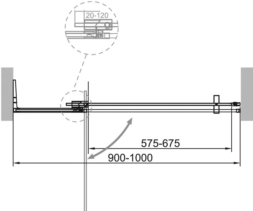 Душевая дверь - Cezares, Slider, 100x195 см, B-1-90/100-BR-Cr / SLIDER-B-1-90/100-BR-Cr