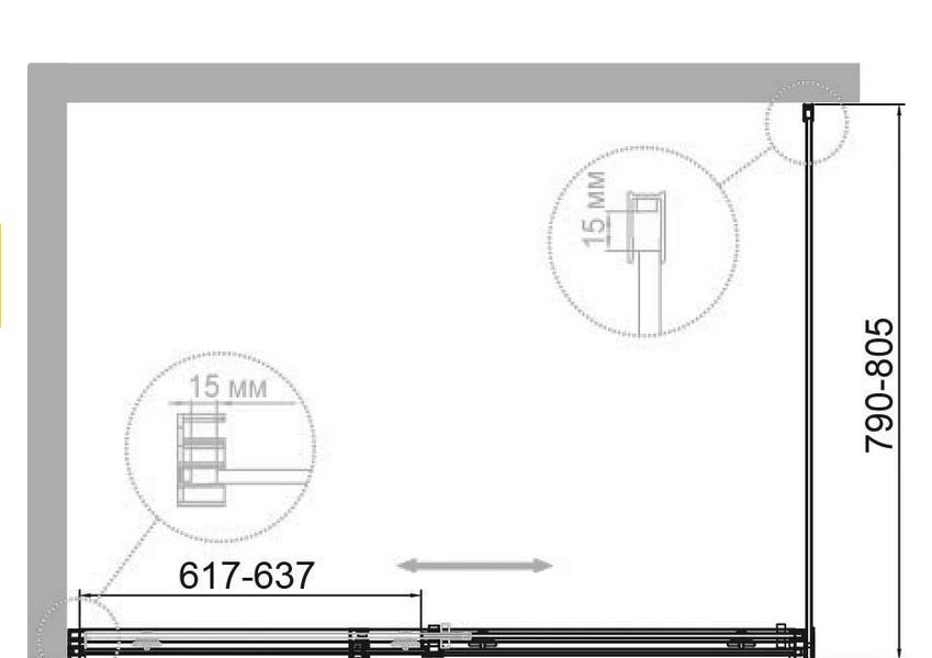 Душевой уголок - Cezares, Duet Soft-M, 80x150x195 см, DUET SOFT-M-AH-1-150/80-C-Cr
