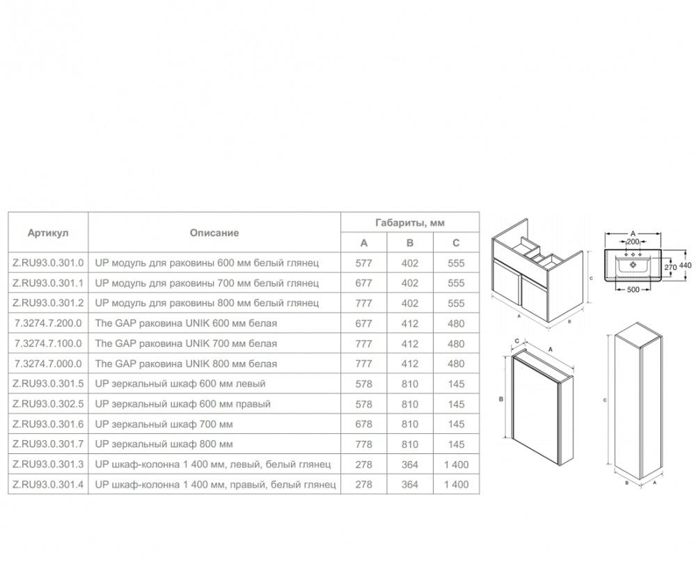 Roca Up, Комплект (гарнитур), ZRU9303016