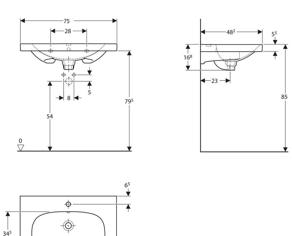 Geberit Acanto, Раковина, 500.622.01.2