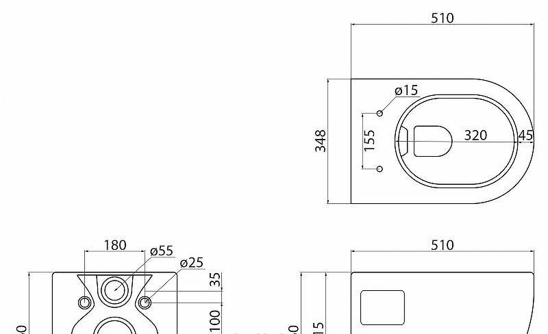 Cezares Eco, Унитаз подвесной, CZR-526-TH-R
