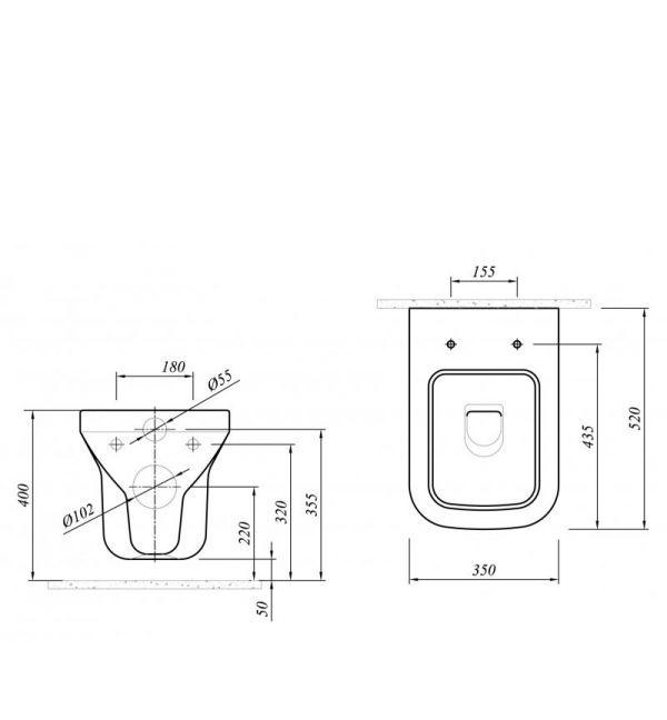 Cezares Vale, Унитаз подвесной, CZR-430