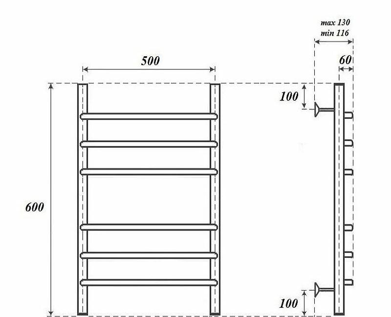 Полотенцесушитель электрический - Point, Венера, 13x53.2x60 см, PN07156E