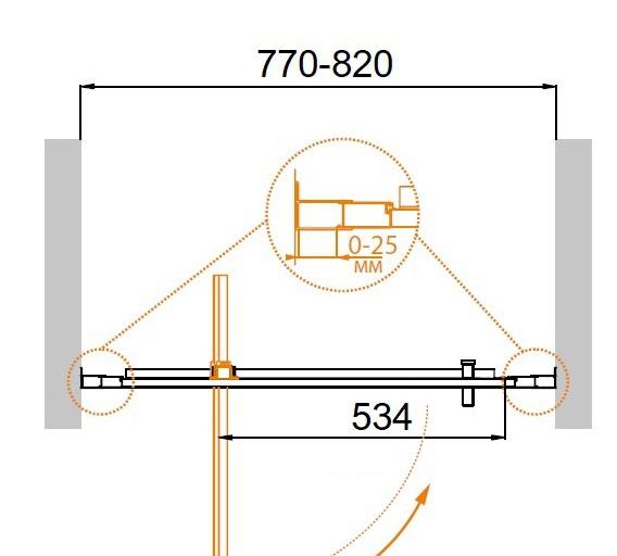 Душевая дверь - Cezares, Molveno, 80x190 см, MOLVENO-BA-1-80-C-Cr-IV