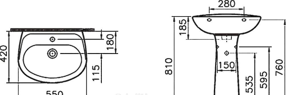 Раковина - Vitra, Normus, 42x55x18.5 см, EXBI112-NGM