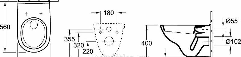 Villeroy&Boch O.Novo, Унитаз подвесной с инсталляцией и кнопкой, 45510900A1