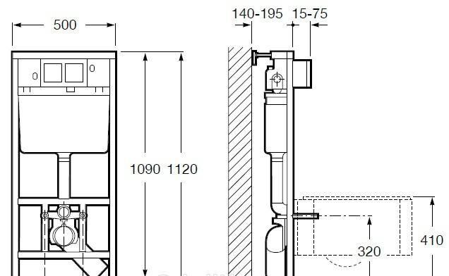 Инсталляция для унитаза - Roca, Duplo WC, 14x50x112 см, 890090020
