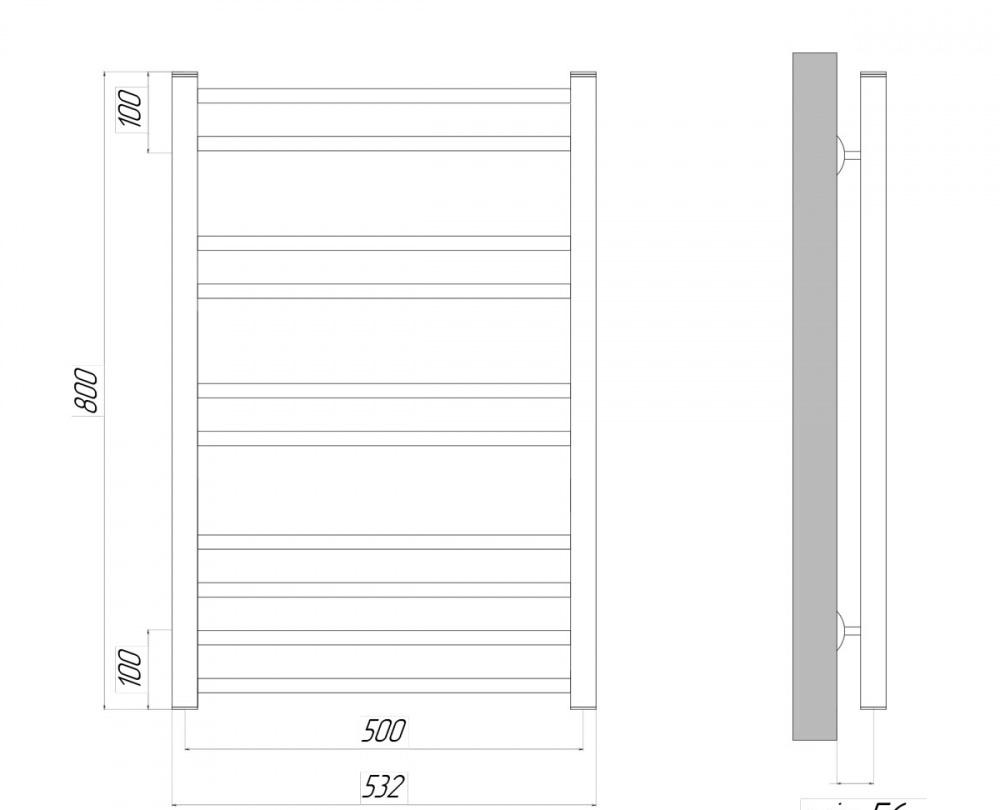 Полотенцесушитель водяной - Lemark, Ursus, 7x50x80 см, LM72810BL