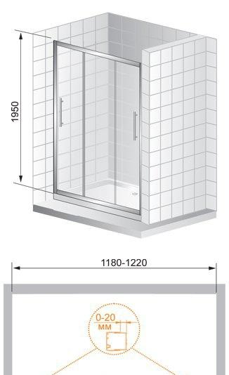 Душевая дверь - Cezares, Trio, 100x195 см, TRIO-D-BF-22-100-P-Cr / TRIO-BF-22-100-P-Cr