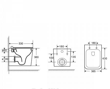 Point Элемент, Унитаз подвесной с инсталляцией и кнопкой, PN48409SC