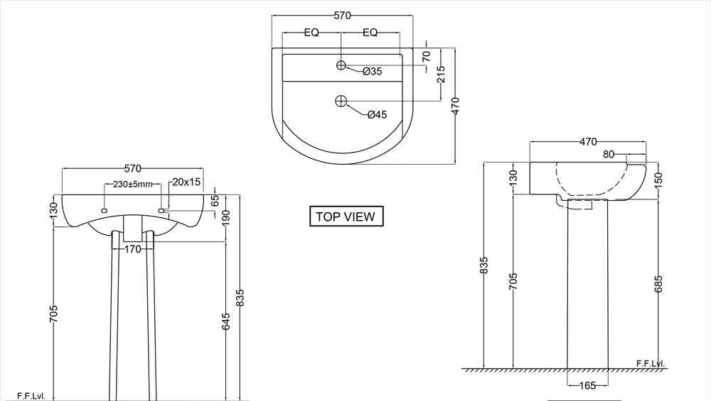 Раковина - Jaquar, Aria, 47x57x15 см, ARS-WHT-39801