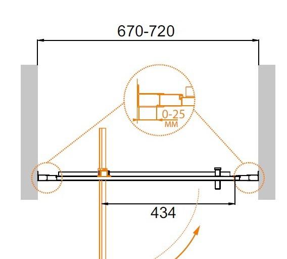 Душевая дверь - Cezares, Molveno, 70x190 см, MOLVENO-BA-1-70-C-Cr-IV