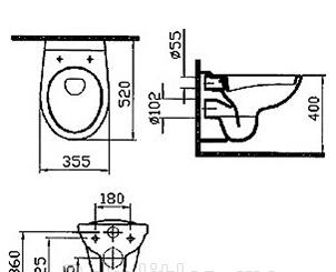 Vitra Normus, Унитаз подвесной с инсталляцией и кнопкой, 9773B003-7200