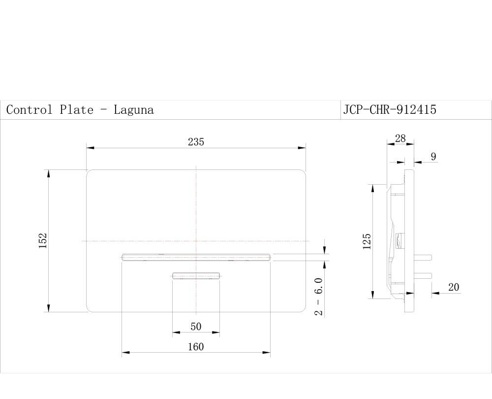 Кнопка смыва - Jaquar, Laguna, 2.6x23.5x15.2 см, JCP-CHR-912415
