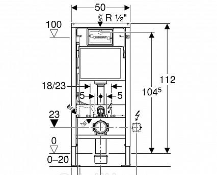 Geberit Acanto, Унитаз подвесной с инсталляцией и кнопкой, 500.128.21.A