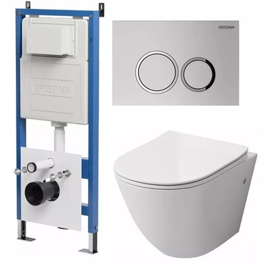 Grossman без коллекции, Унитаз подвесной с инсталляцией и кнопкой, 97.4411S.01.110