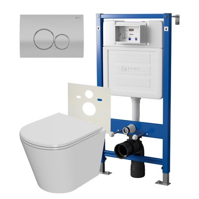 Point Элемент, Унитаз подвесной с инсталляцией и кнопкой, PN48349SC