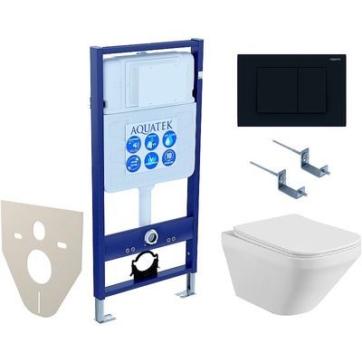 Aquatek Лира, Унитаз подвесной с инсталляцией и кнопкой, SET AQUATEK ЛИРА-012 4в1