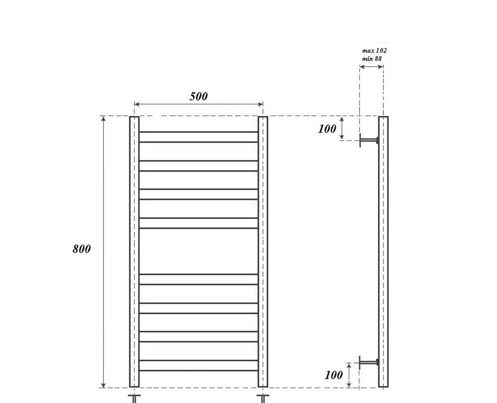 Полотенцесушитель водяной - Point, Меркурий, 11.4x50x80 см, PN83158