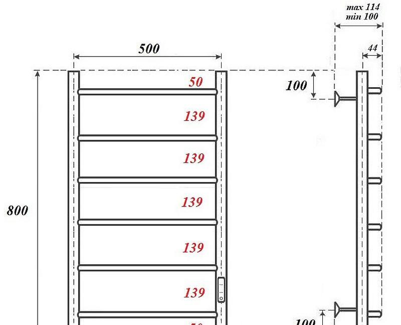 Полотенцесушитель электрический - Point, Афина, 11.4x53.2x80 см, PN04858W