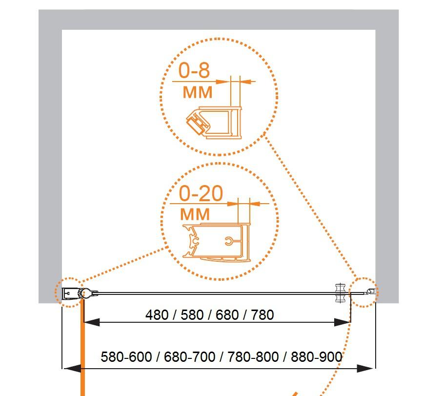 Душевая дверь - Cezares, Elena, 70x195 см, ELENA-W-70-C-Cr