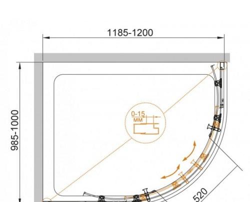 Душевой уголок - Cezares, Eco, 100x120x195 см, ECO-O-RH-2-120/100-C-Cr
