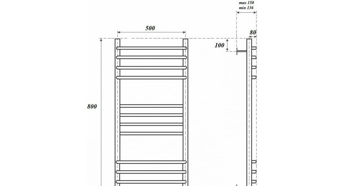 Полотенцесушитель водяной - Point, Омега, 11.4x50x80 см, PN90158S