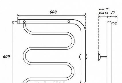 Полотенцесушитель водяной - Point, Фокстрот, 11.4x60x70 см, PN25667P