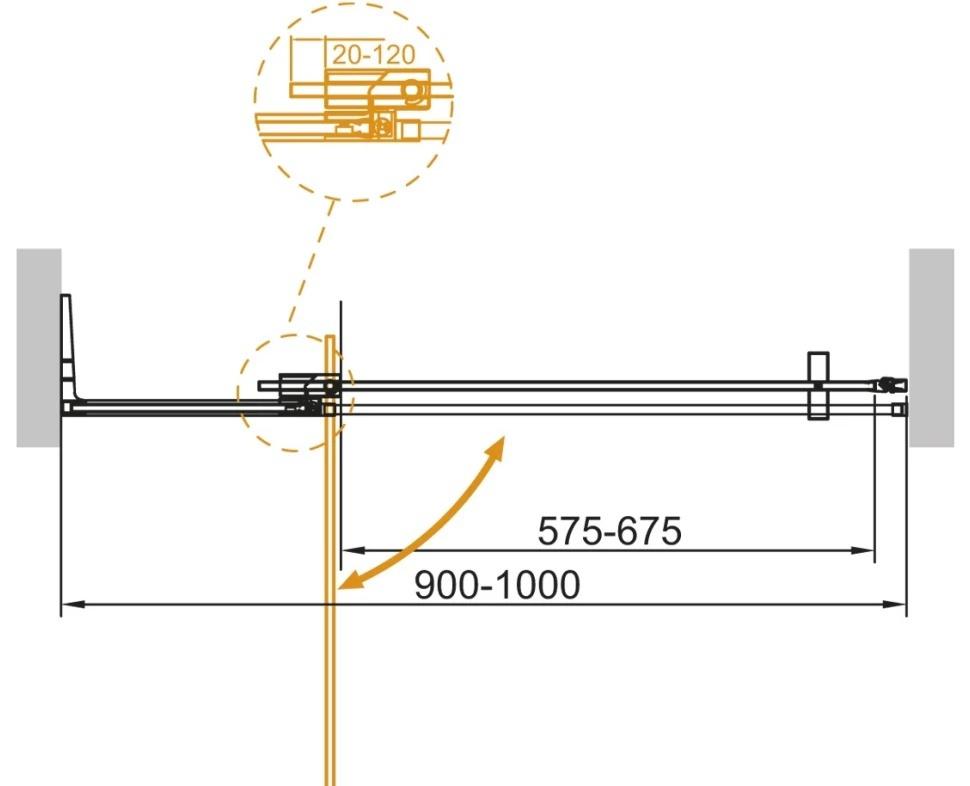 Душевая дверь - Cezares, без коллекции, 90x195 см, SLIDER-B-1-90/100-C-GM