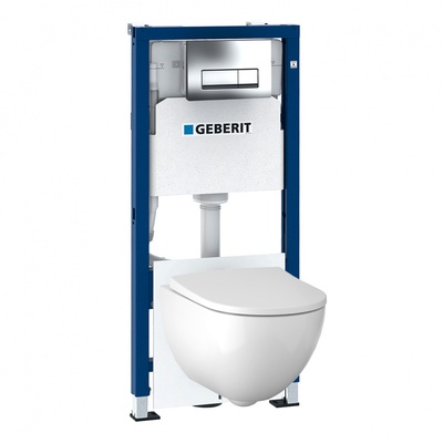 Geberit Acanto, Унитаз подвесной с инсталляцией и кнопкой, 500.128.21.A