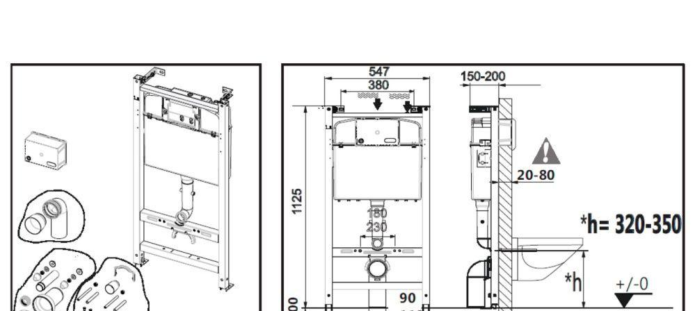 Roca Meridian, Унитаз подвесной с инсталляцией и кнопкой, 893104110
