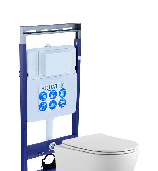 Aquatek Европа, Унитаз подвесной с инсталляцией и кнопкой, SET AQUATEK ЕВРОПА