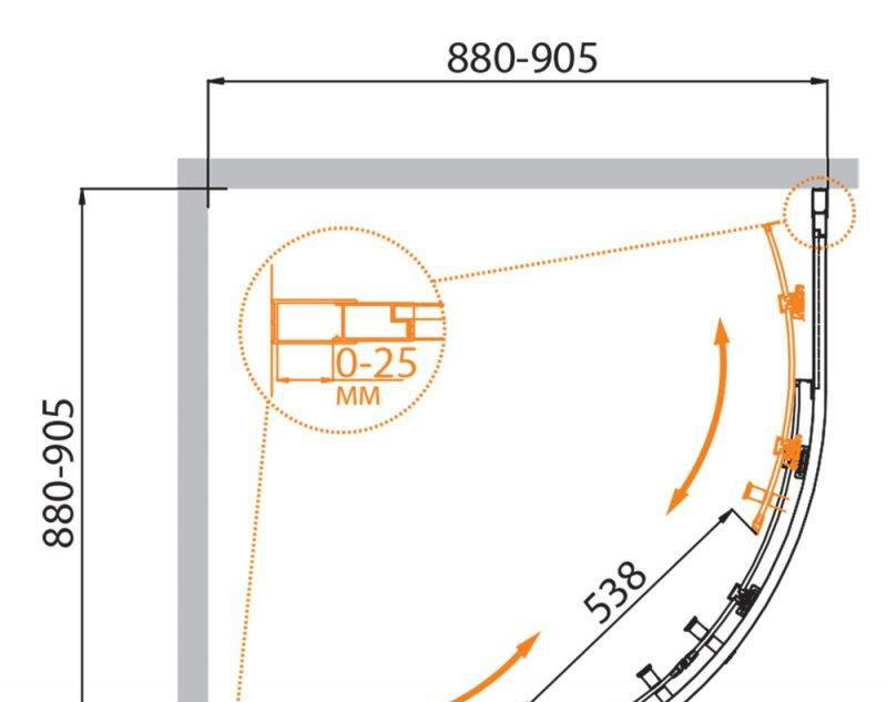 Душевой уголок - Cezares, Molveno, 90x90x195 см, MOLVENO-R-2-90-P-Cr / R-2-90-P-Cr