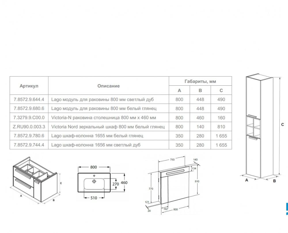 Roca Lago, Шкаф-пенал, 857297444