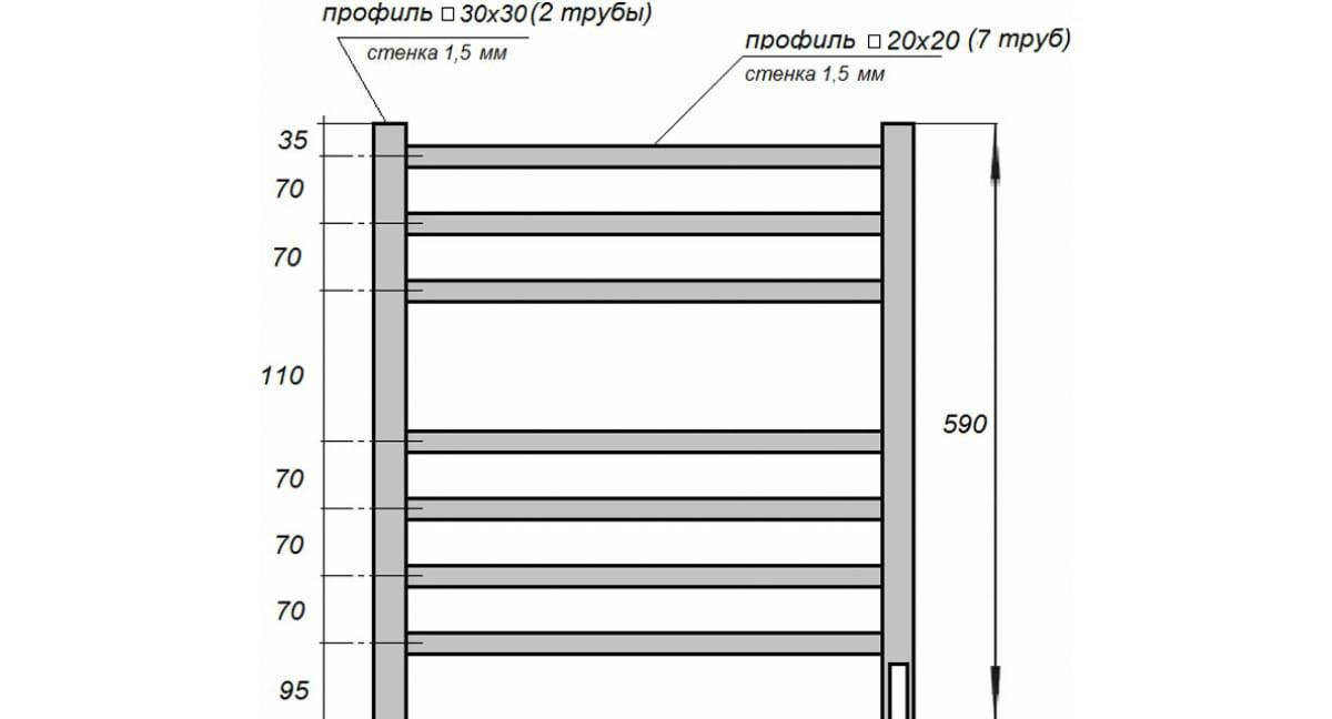 Полотенцесушитель электрический - Point, Вега, 3x50x60 см, PN71856B
