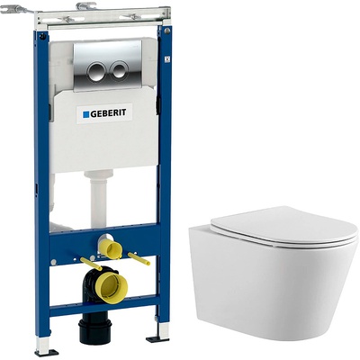 Aquatek Вега, Унитаз подвесной с инсталляцией и кнопкой, SET ВЕГА хром