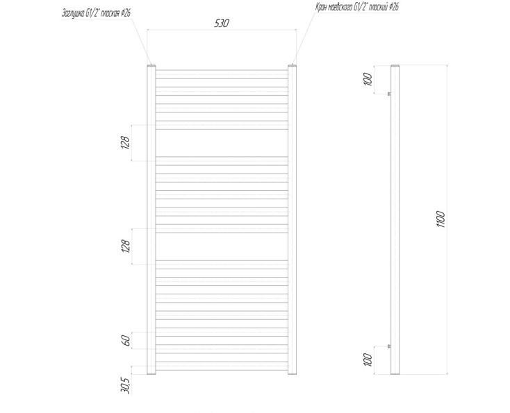 Полотенцесушитель водяной - Lemark, Bellario, 7x50x110 см, LM68116BL