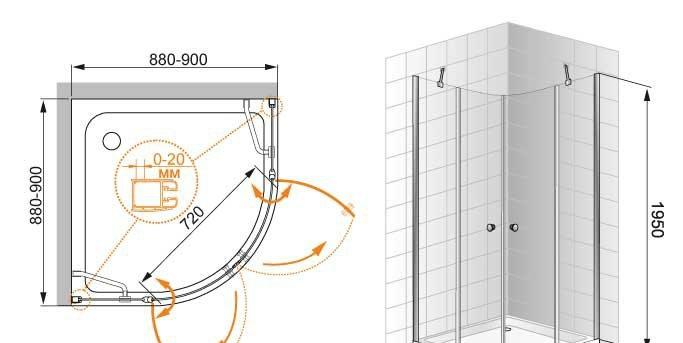 Душевой уголок - Cezares, Elena, 90x90x195 см, ELENA-W-R-22-90-C-Cr / ELENA-R-22-90-C-Cr