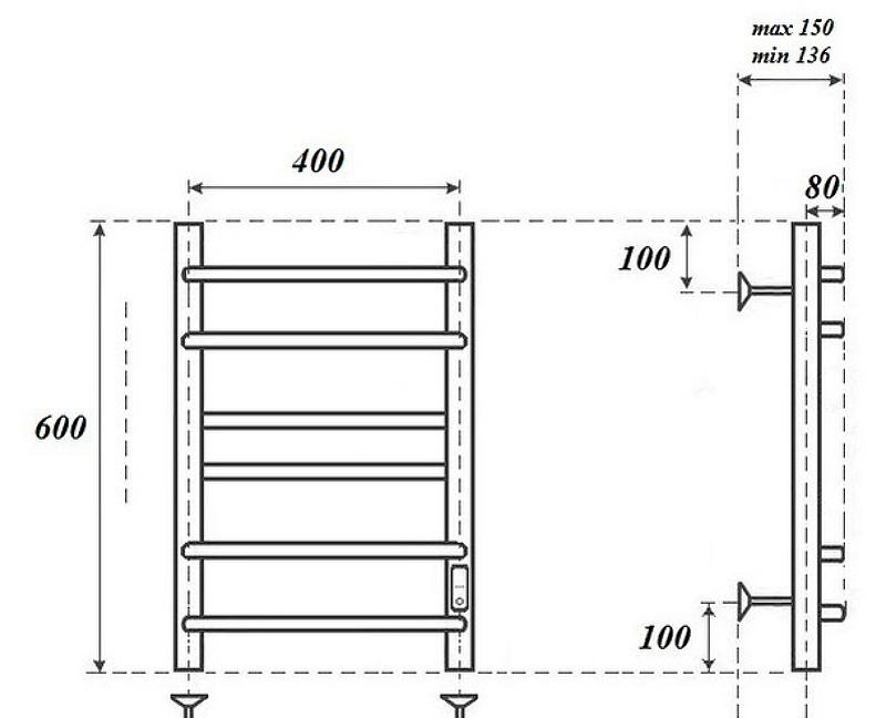 Полотенцесушитель электрический - Point, Сатурн, 15x43.2x60 см, PN90846