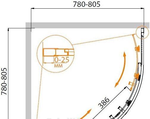 Душевой уголок - Cezares, Molveno, 80x80x195 см, R-2-80-P-Cr / MOLVENO-R-2-80-P-Cr