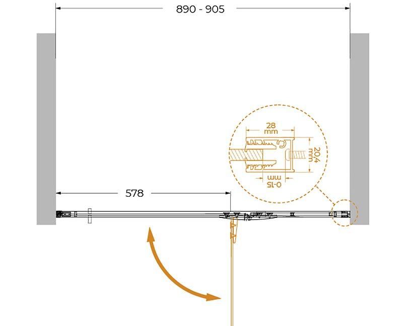Душевой уголок - Cezares, Liner, 90x90x195 см, LINER-A-1-90-C-NERO-R