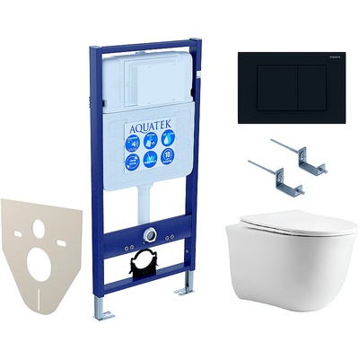 Aquatek Классик, Унитаз подвесной с инсталляцией и кнопкой, SET AQUATEK КЛАССИК cm-012 4в1