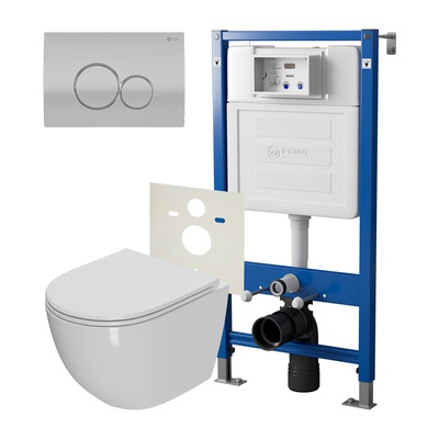 Point Элемент, Унитаз подвесной с инсталляцией и кнопкой, PN48334SC