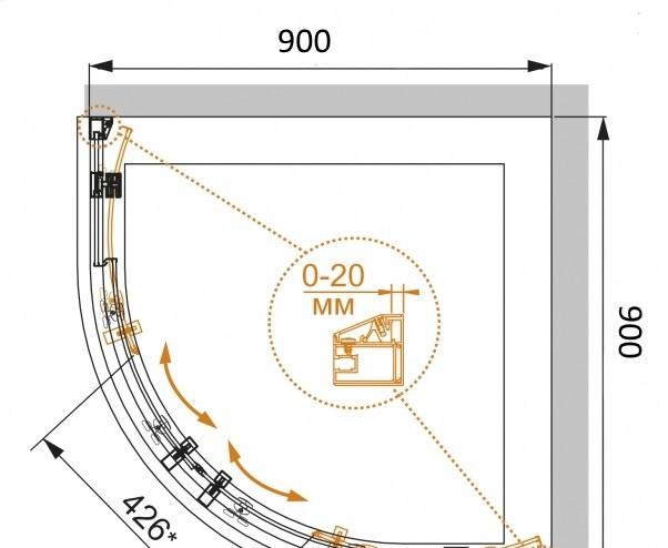 Душевой уголок - Cezares, Rosa, 90x90x195 см, ROSA-R-2-90-RO-Bi / ROSA-R-R-2-90-RO-Bi