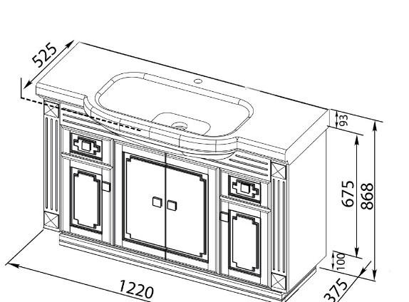Cezares Premier-HPL, Тумба для раковины, PREMIER-HPL-100-2C-SO-ACM-BLUM-EST