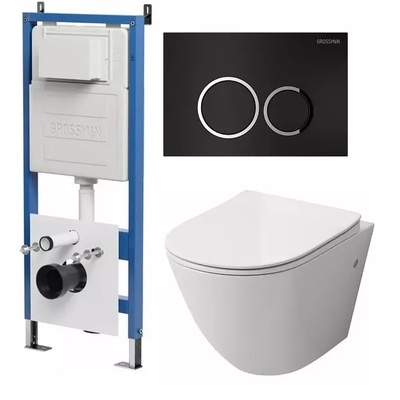 Grossman без коллекции, Унитаз подвесной с инсталляцией и кнопкой, 97.4411S.01.210