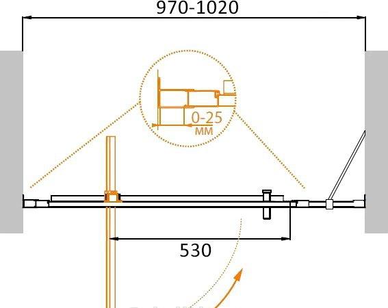 Душевая дверь - Cezares, Molveno, 100x190 см, MOLVENO-BA-11-80+20-C-Cr-IV