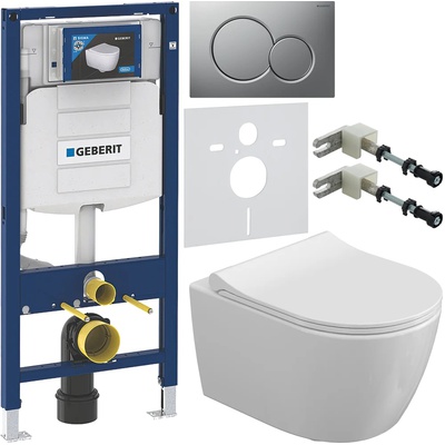 Geberit без коллекции, Унитаз подвесной с инсталляцией и кнопкой, BB124CB